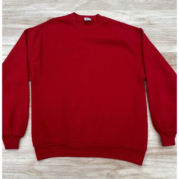 Vtg. 90’s Jerzees Super Sweats Blank Pullover Sweatshirt Men's Red Sz L USA Made - Picture 2 of 5